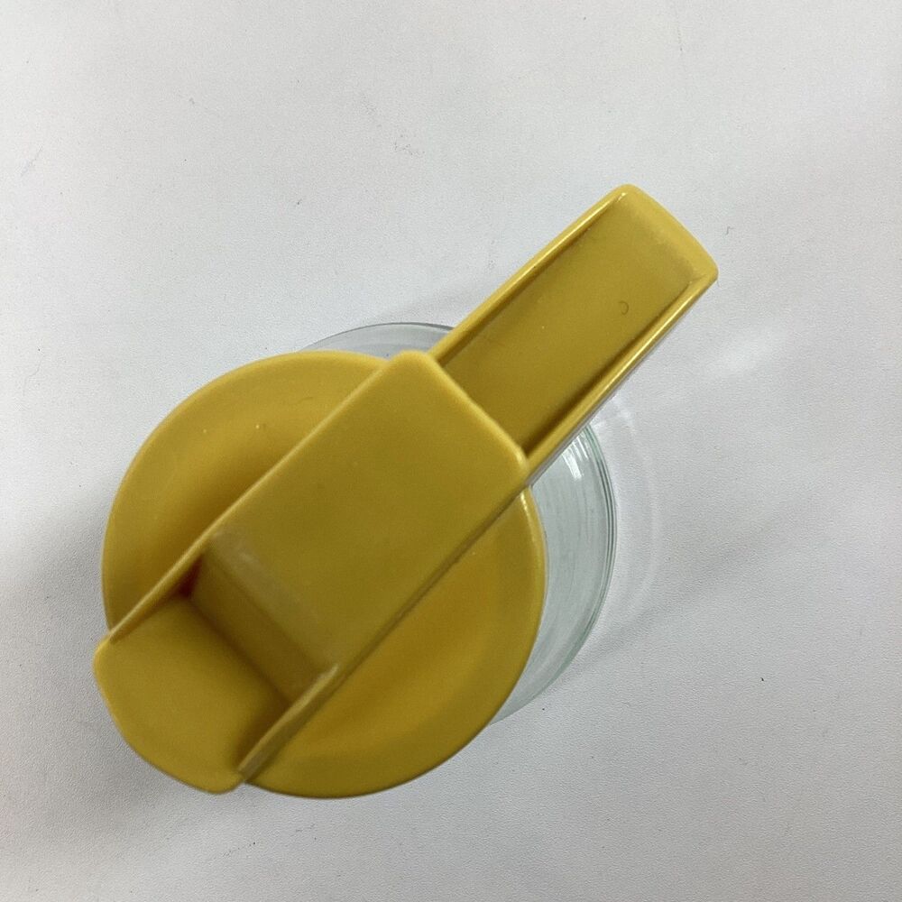 Vintage Androck Glass Syrup Dispenser Gold Lid Honey Pitcher Diner USA MCM - Picture 6 of 12